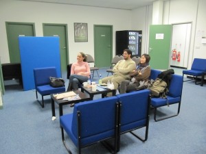 8 Burley Road students relaxing in the common room